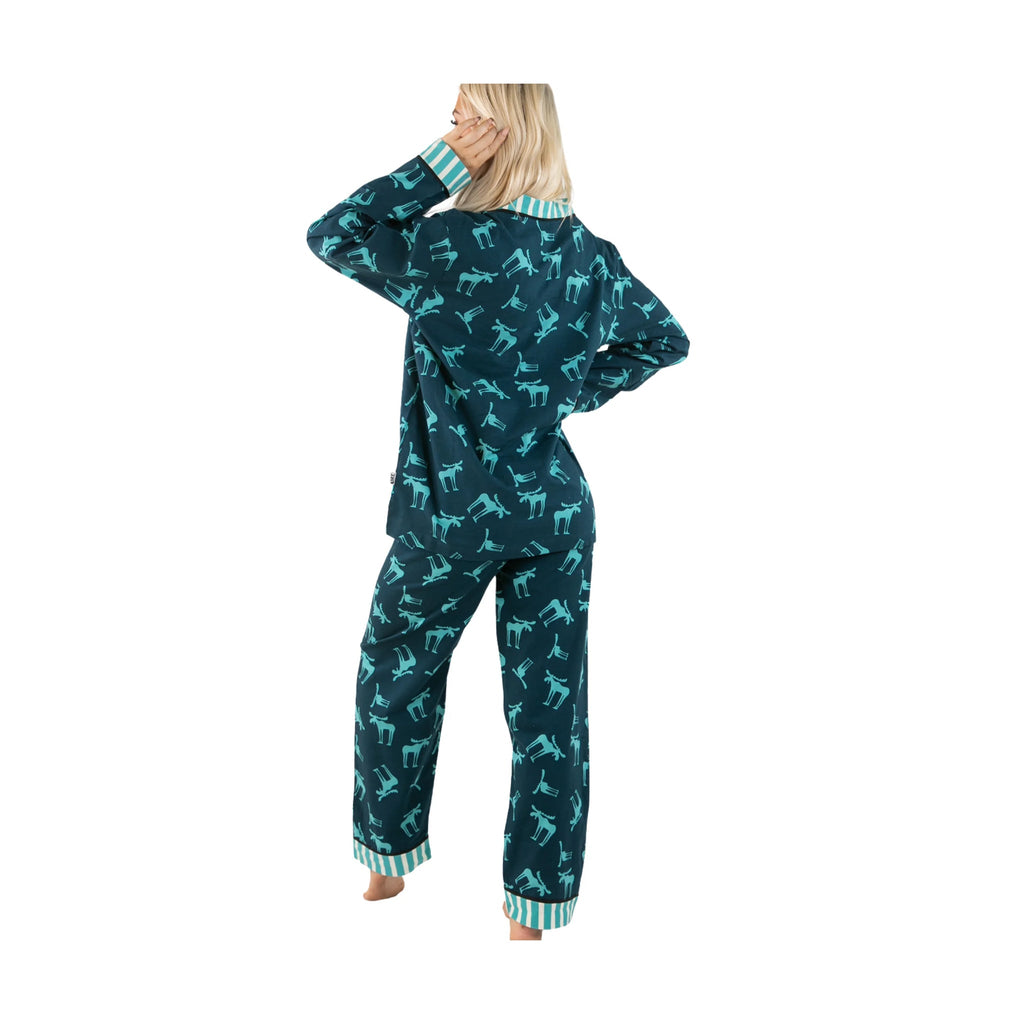 Lazy One Women's Funky Moose Button Down Pajama Set - Teal - Lenny's Shoe & Apparel