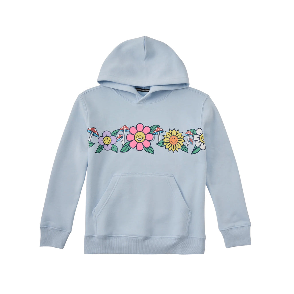 Life Is Good Kids' Flowers and Shrooms Seam to Seam Good Vibes Fleece Hoodie - Glacier Blue - Lenny's Shoe & Apparel
