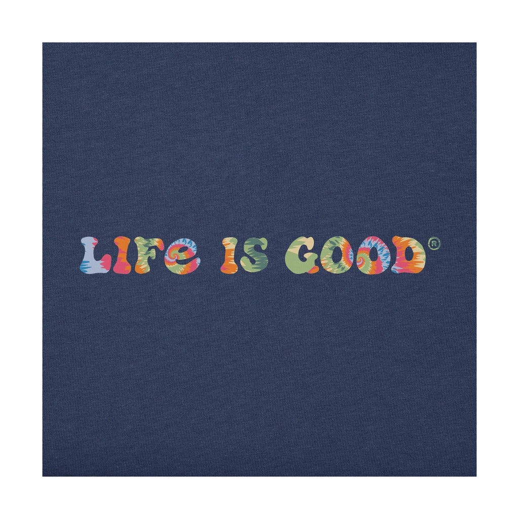 Life Is Good Kids' Groovy Tie Dye Good Vibes Fleece Hoodie - Darkest Blue - Lenny's Shoe & Apparel