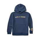 Life Is Good Kids' Groovy Tie Dye Good Vibes Fleece Hoodie - Darkest Blue - Lenny's Shoe & Apparel
