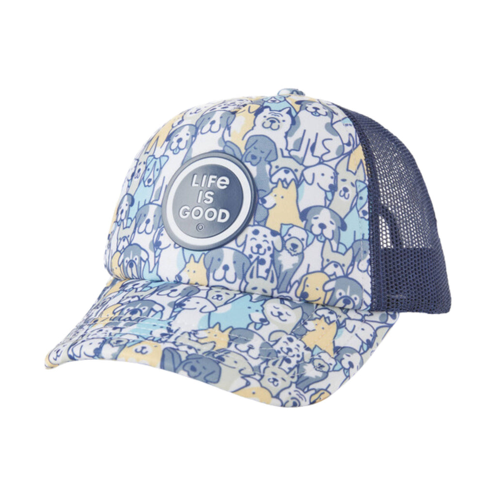 Life Is Good Kids' Heart Of Dogs Pattern Trucker Hat - Cloud White - Lenny's Shoe & Apparel