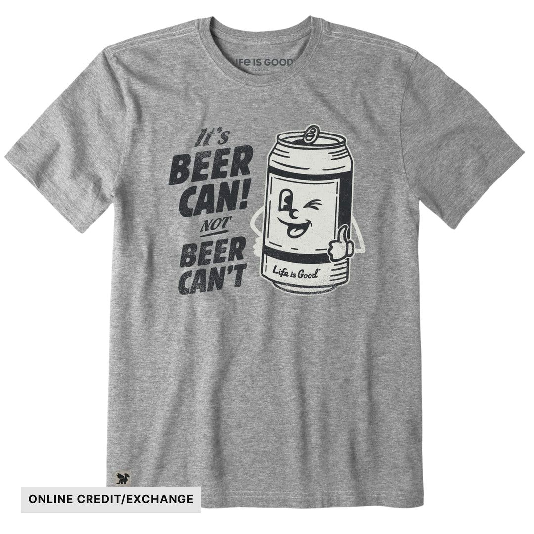 Life Is Good Men's Beer Can Short Sleeve Tee - Heather Grey - ONLINE CREDIT/EXCHANGE - Lenny's Shoe & Apparel