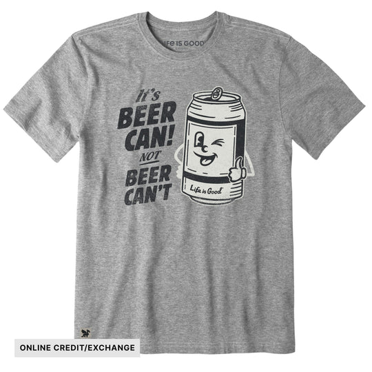 Life Is Good Men's Beer Can Short Sleeve Tee - Heather Grey - ONLINE CREDIT/EXCHANGE - Lenny's Shoe & Apparel