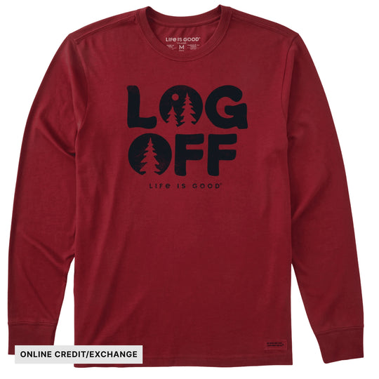 Life Is Good Men's Clean Log Off Long Sleeve Crusher Tee - Adirondack Red - ONLINE CREDIT/EXCHANGE - Lenny's Shoe & Apparel