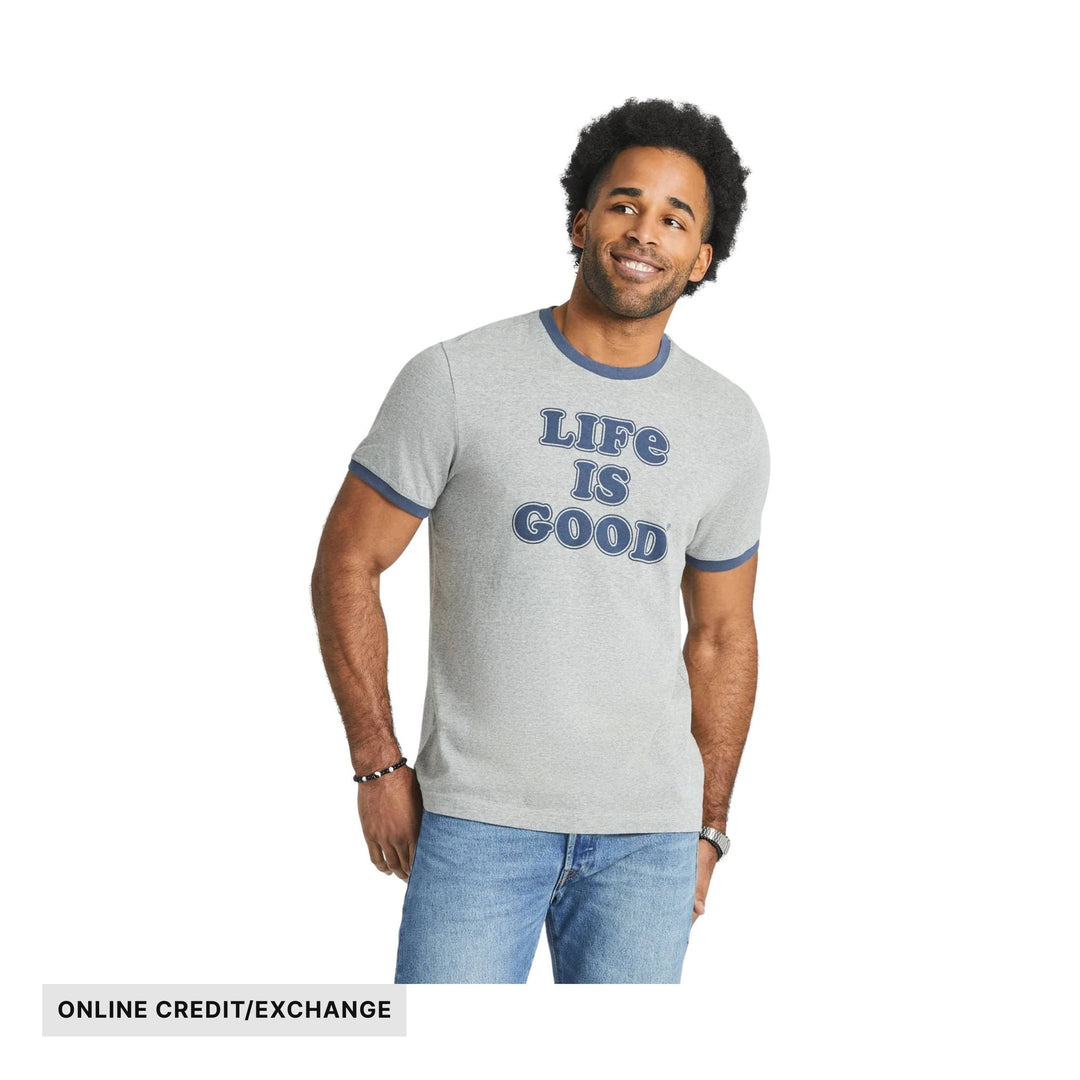 Life Is Good Men's Cooper Life Classic Crusher Ringer Tee - Heather Gray - ONLINE CREDIT/EXCHANGE - Lenny's Shoe & Apparel