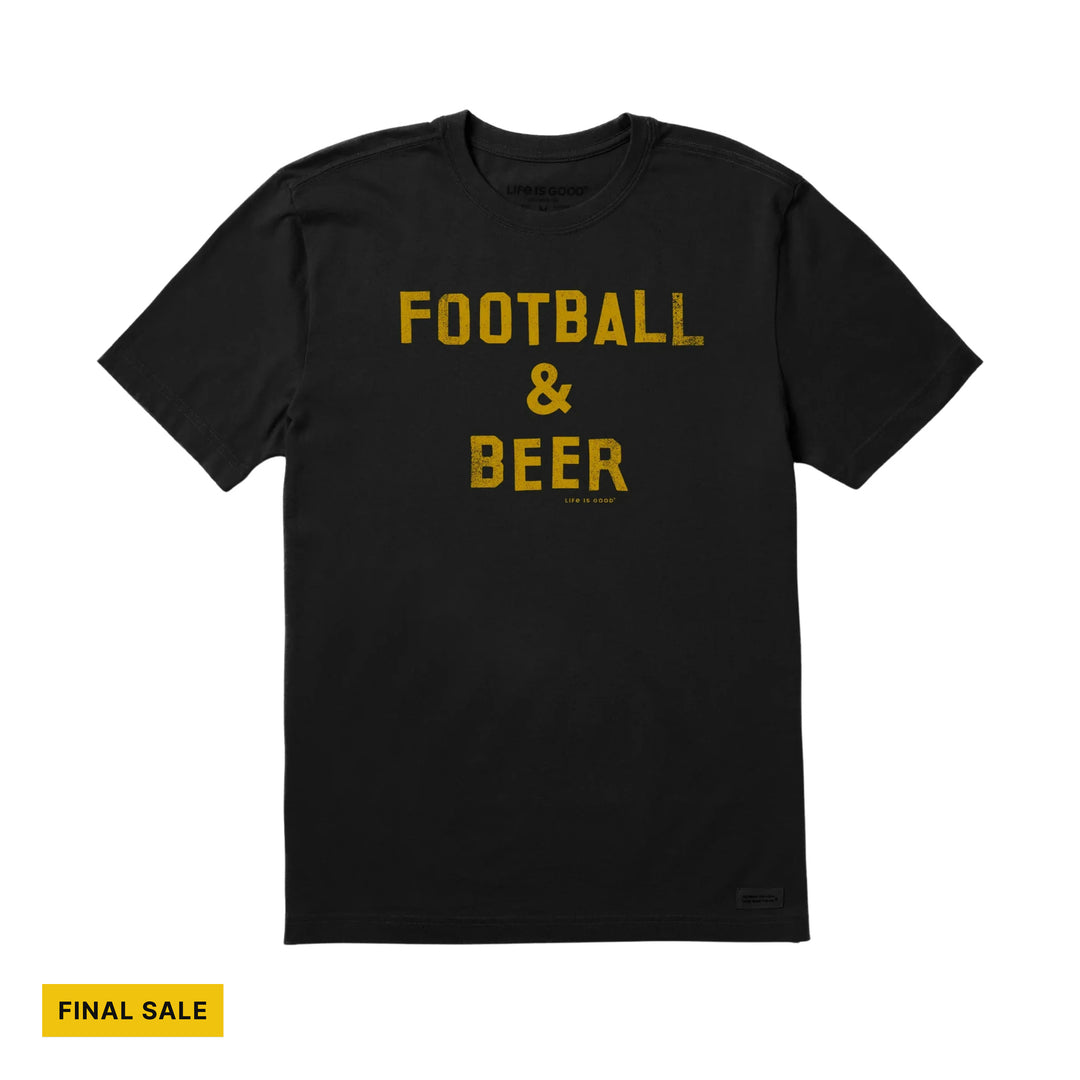Life Is Good Men's Football Beer Short Sleeve Tee - Faded Black - FINAL SALE - Lenny's Shoe & Apparel