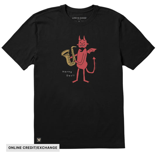 Life Is Good Men's Horny Devil Short Sleeve Crusher Lite Tee - Faded Black - ONLINE CREDIT/EXCHANGE - Lenny's Shoe & Apparel