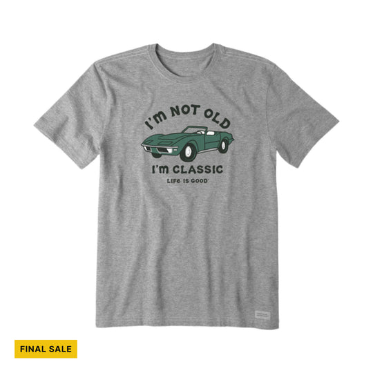 Life Is Good Men's I'm Not Old Sports Car Short Sleeve Tee - Heather Gray - FINAL SALE - Lenny's Shoe & Apparel