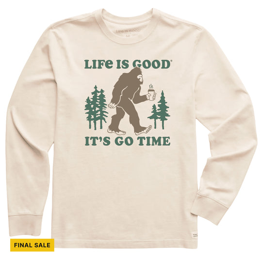 Life Is Good Men's It's Go Time Sasquatch Long Sleeve Crusher Tee - Putty White - FINAL SALE - Lenny's Shoe & Apparel