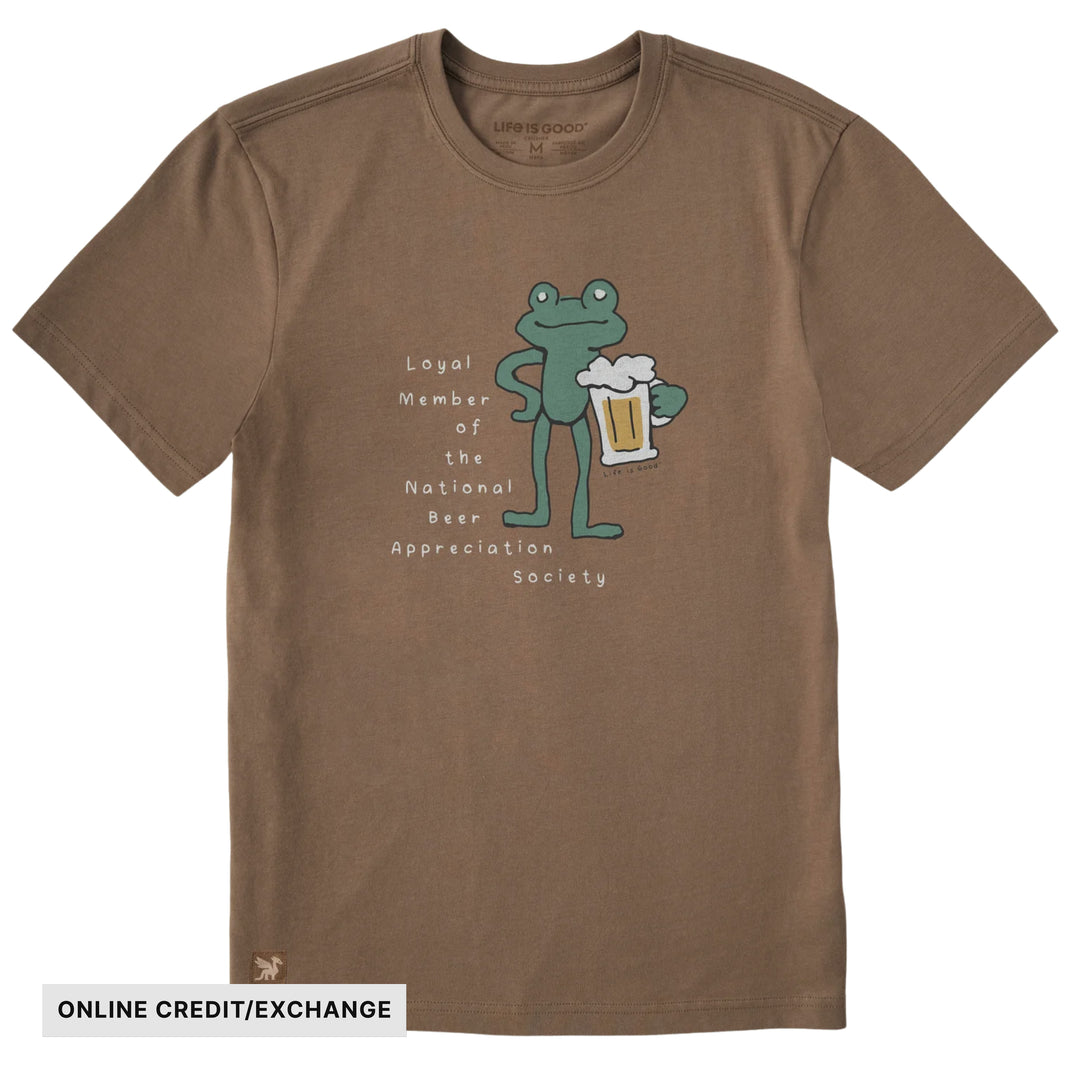 Life Is Good Men's National Beer Appreciation Frog Short Sleeve Tee - Mushroom Brown - ONLINE CREDIT/EXCHANGE - Lenny's Shoe & Apparel