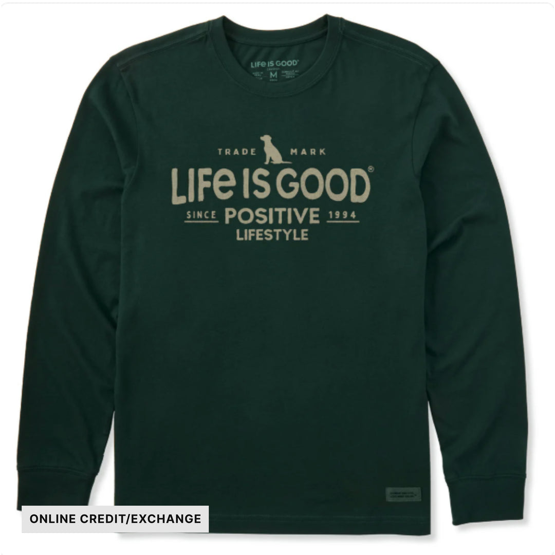 Life Is Good Men's Positive Lifestyle Long Sleeve Tee - Treeline Green - ONLINE CREDIT/EXCHANGE - Lenny's Shoe & Apparel