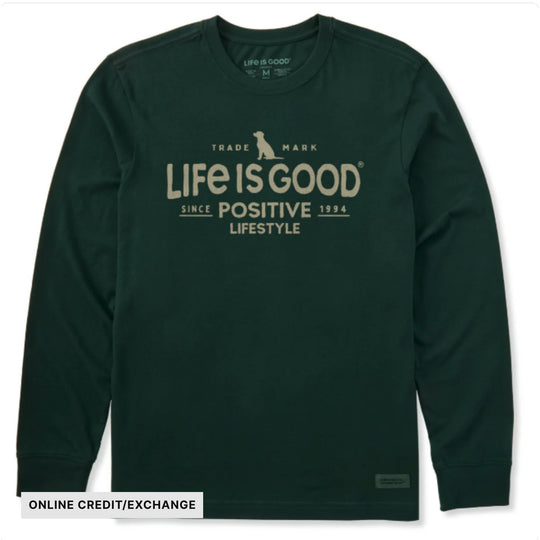 Life Is Good Men's Positive Lifestyle Long Sleeve Tee - Treeline Green - ONLINE CREDIT/EXCHANGE - Lenny's Shoe & Apparel