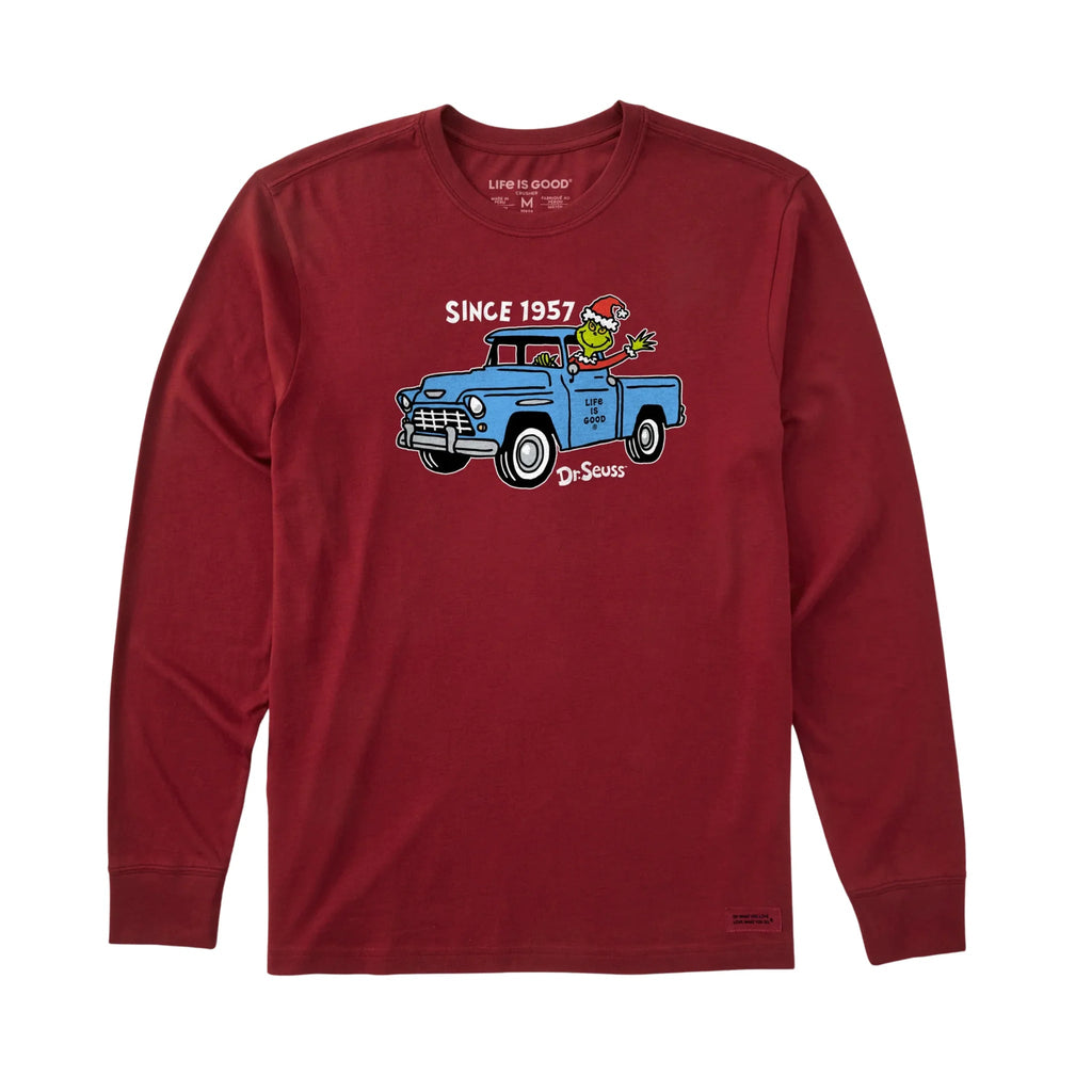 Life Is Good Men's 1957 Grinch Long Sleeve Crusher Tee - Adirondack Red - Lenny's Shoe & Apparel