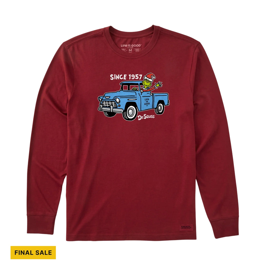 Life Is Good Men's 1957 Grinch Long Sleeve Crusher Tee - Adirondack Red - Lenny's Shoe & Apparel