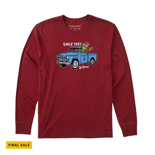 Life Is Good Men's 1957 Grinch Long Sleeve Crusher Tee - Adirondack Red - Lenny's Shoe & Apparel
