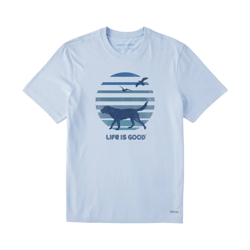 Life Is Good Men's 70's Retro Dog Beach Walk Short Sleeve Crusher Tee - Glacier Blue - Lenny's Shoe & Apparel