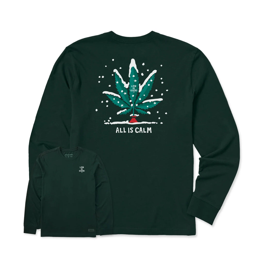 Life Is Good Men's All Is Calm Long Sleeve Crusher Tee - Treeline Green - Lenny's Shoe & Apparel