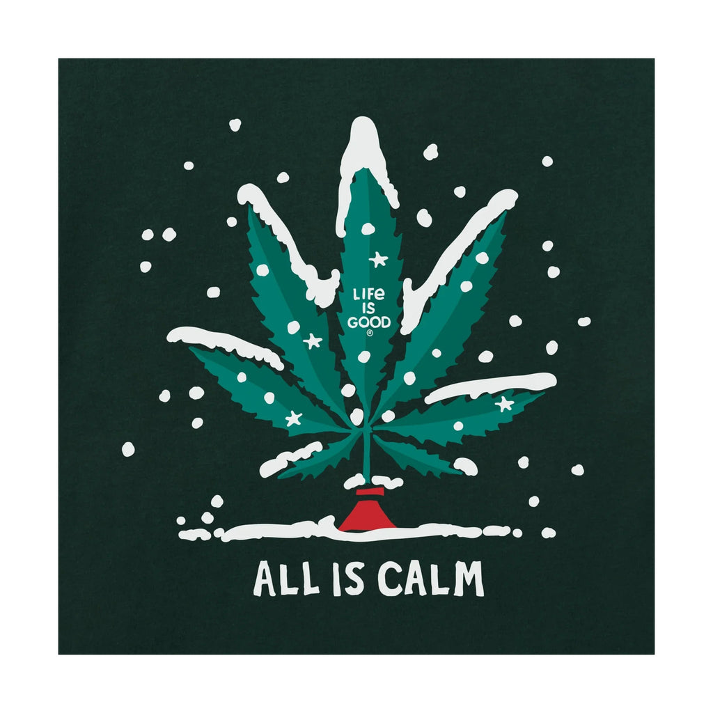 Life Is Good Men's All Is Calm Long Sleeve Crusher Tee - Treeline Green - Lenny's Shoe & Apparel