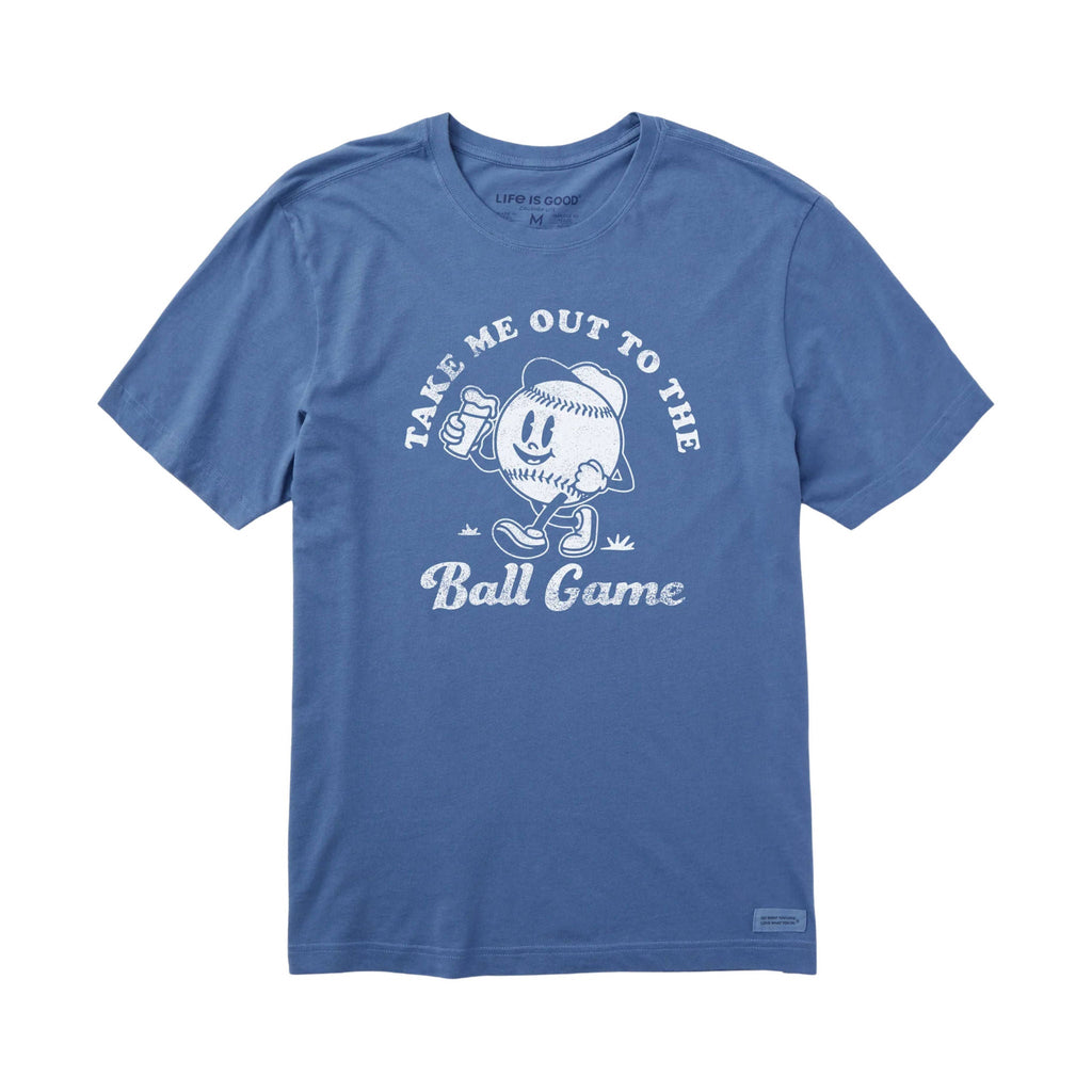 Life Is Good Men's Ball Game With Beer Short Sleeve Crusher Tee - Vintage Blue - Lenny's Shoe & Apparel