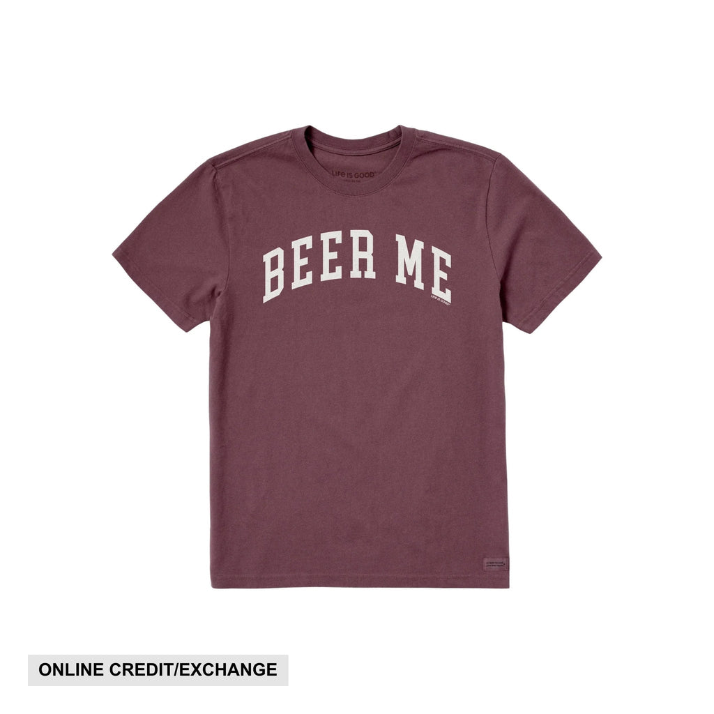 Life Is Good Men's Beer Me Arch Short Sleeve Crusher Tee - Mahogany Brown - Lenny's Shoe & Apparel