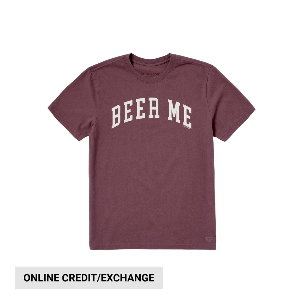 Life Is Good Men's Beer Me Arch Short Sleeve Crusher Tee - Mahogany Brown - Lenny's Shoe & Apparel