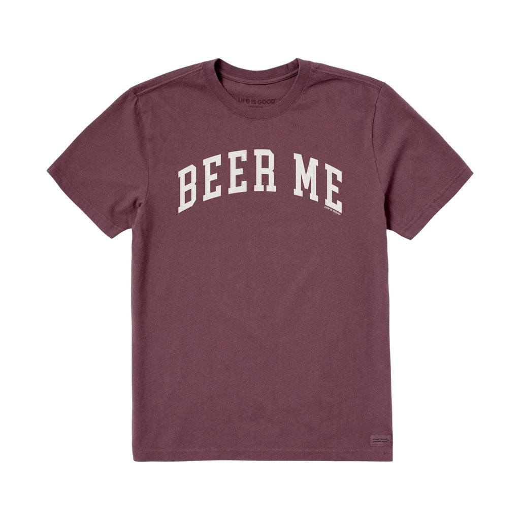 Life Is Good Men's Beer Me Arch Short Sleeve Crusher Tee - Mahogany Brown - Lenny's Shoe & Apparel