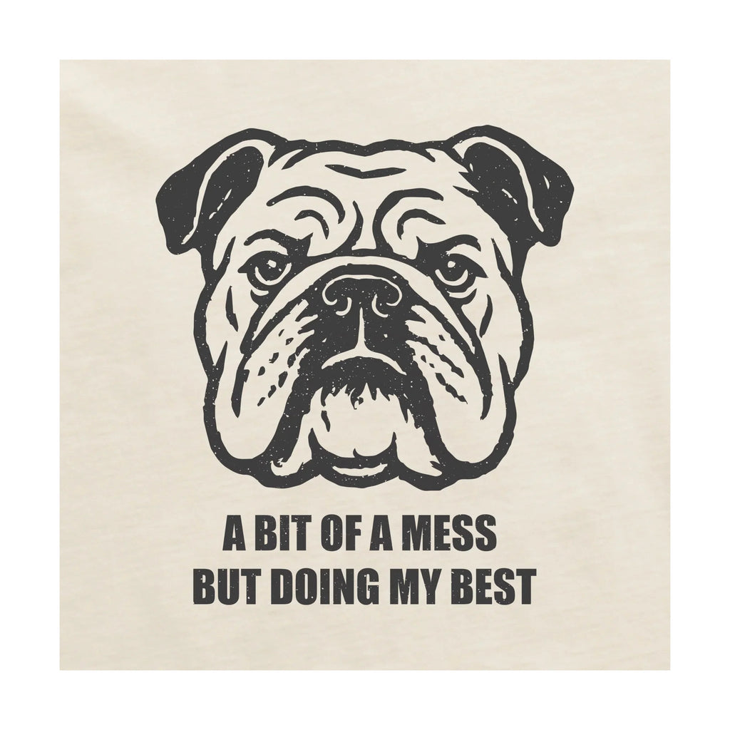 Life Is Good Men's Bert's Bit of a Mess Bulldog Short Sleeve Crusher Tee - Putty White - Lenny's Shoe & Apparel