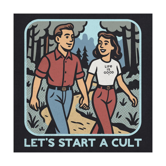 Life Is Good Men's Bert's Shirts Let's Start A Cult Short Sleeve Crusher Tee - Faded Black - Lenny's Shoe & Apparel