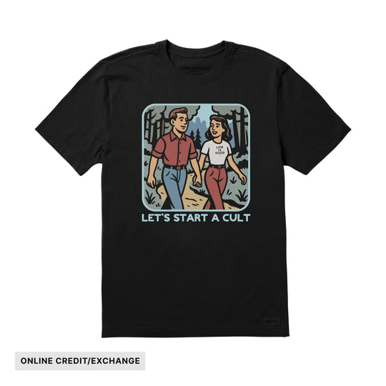 Life Is Good Men's Bert's Shirts Let's Start A Cult Short Sleeve Crusher Tee - Faded Black - Lenny's Shoe & Apparel
