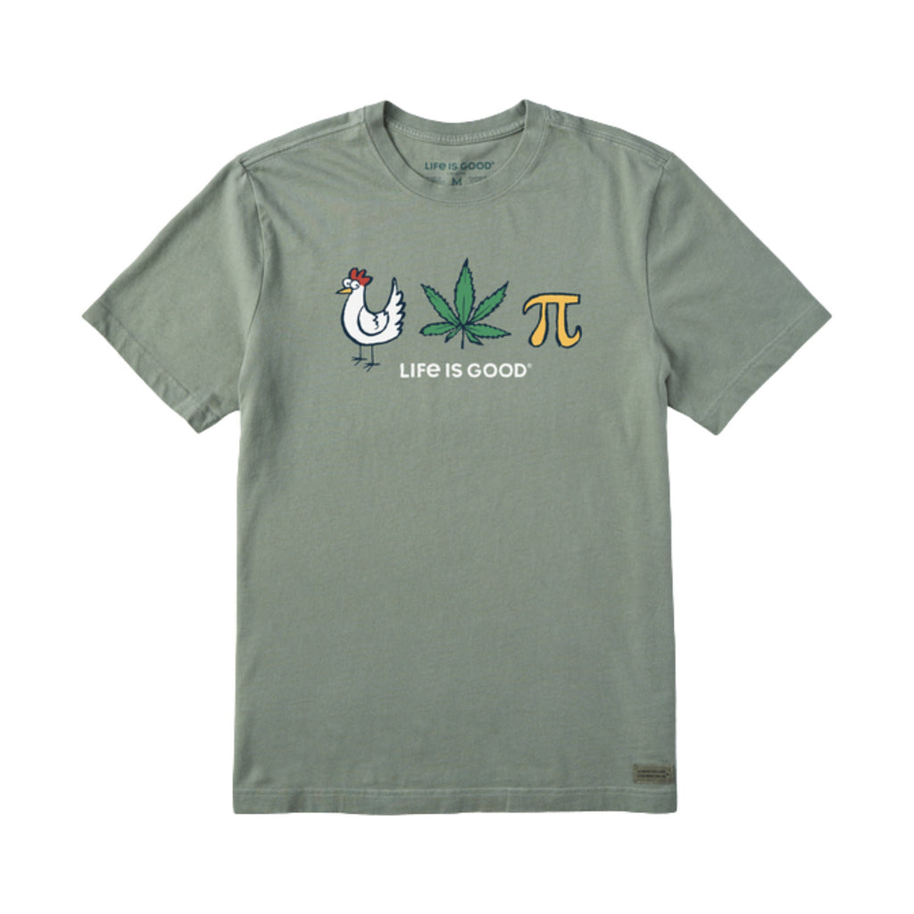 Life Is Good Men's Chicken Pot Pi Icons Short Sleeve Tee - Moss Green - Lenny's Shoe & Apparel