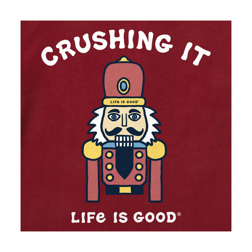 Life Is Good Men's Crushing It Nutcracker Short Sleeve Crusher Tee - Adirondack Red - Lenny's Shoe & Apparel