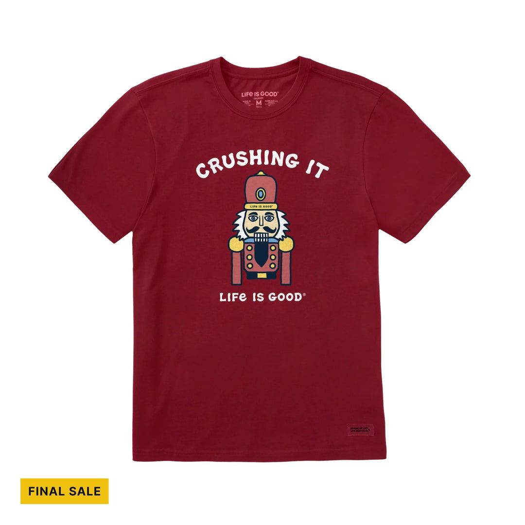 Life Is Good Men's Crushing It Nutcracker Short Sleeve Crusher Tee - Adirondack Red - Lenny's Shoe & Apparel