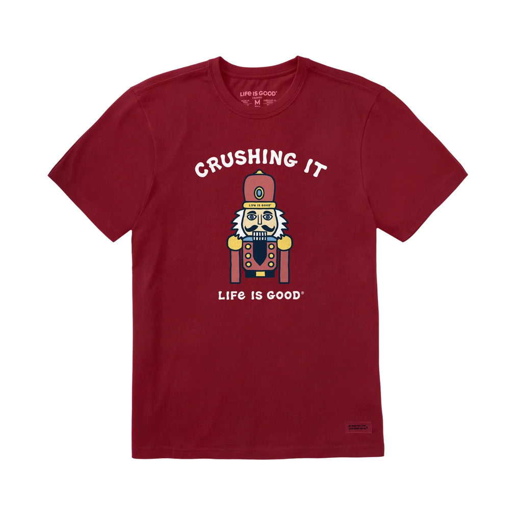 Life Is Good Men's Crushing It Nutcracker Short Sleeve Crusher Tee - Adirondack Red - Lenny's Shoe & Apparel