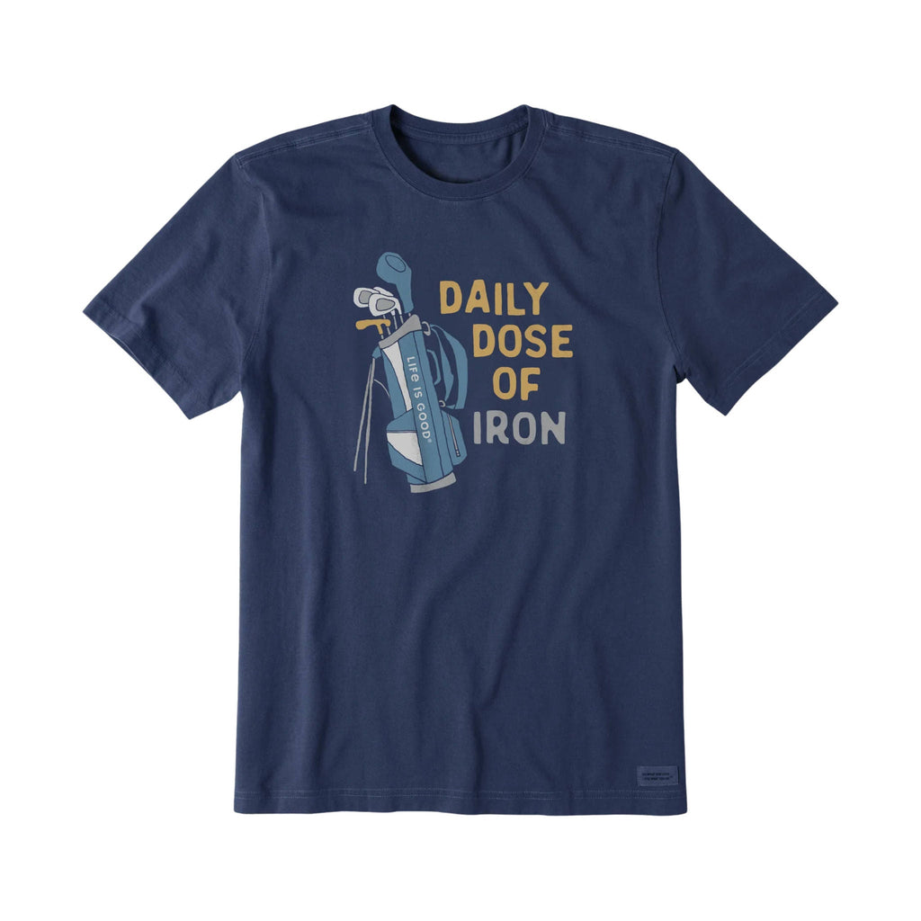 Life Is Good Men's Daily Dose of Iron Clubs Short Sleeve Crusher Tee - Darkest Blue - Lenny's Shoe & Apparel