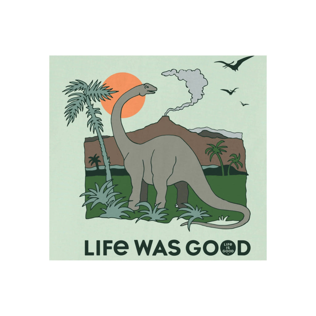 Life Is Good Men's Dinosaur Life Was Good Crusher Lite Tee - Sage Green - Lenny's Shoe & Apparel