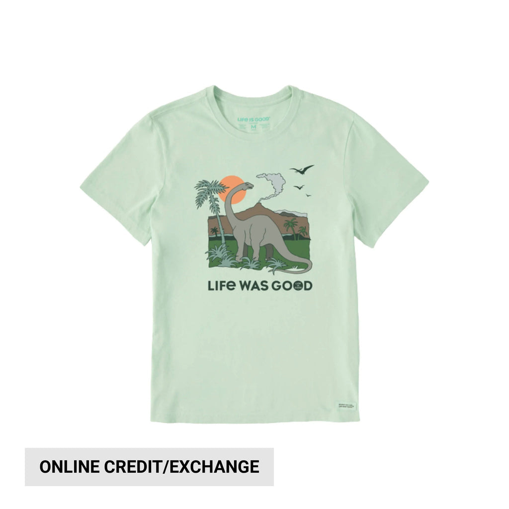 Life Is Good Men's Dinosaur Life Was Good Crusher Lite Tee - Sage Green - Lenny's Shoe & Apparel