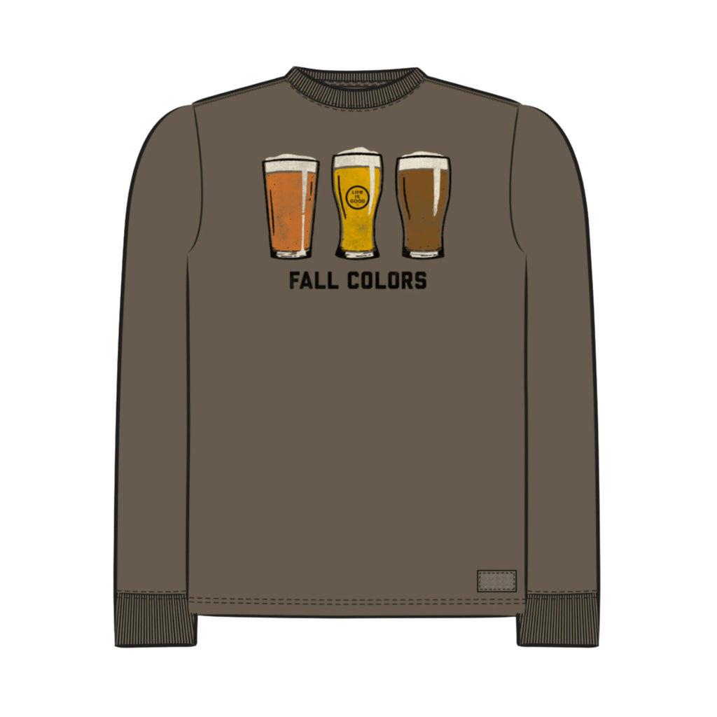 Life Is Good Men's Fall Colors Beer Long Sleeve Crusher Tee - Mushroom Brown - Lenny's Shoe & Apparel