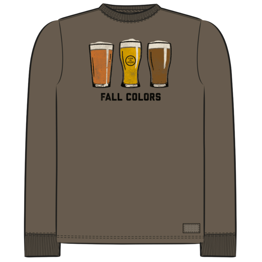 Life Is Good Men's Fall Colors Beer Long Sleeve Crusher Tee - Mushroom Brown - Lenny's Shoe & Apparel