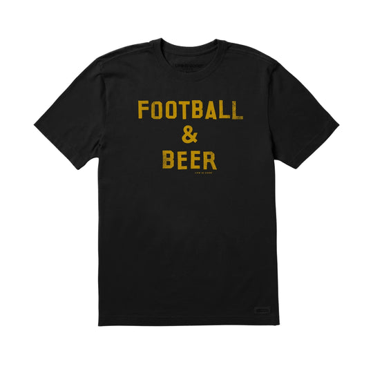 Life Is Good Men's Football Beer Short Sleeve Tee - Faded Black - Lenny's Shoe & Apparel