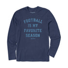 Life Is Good Men's Football Is My Favorite Season Long Sleeve Crusher Tee - Darkest Blue - Lenny's Shoe & Apparel