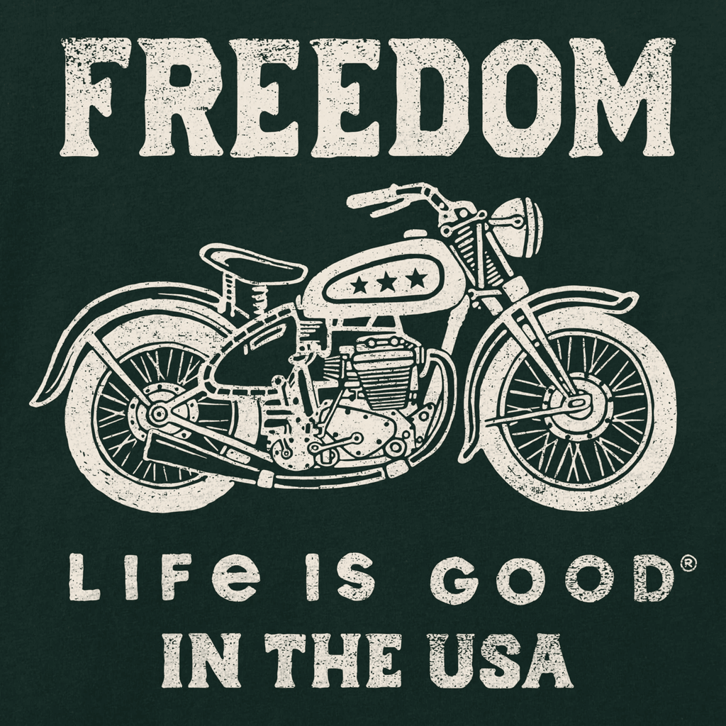 Life Is Good Men's Freedom Motorcycle Short Sleeve Tee - Treeline