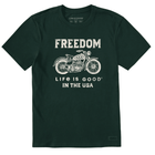 Life Is Good Men's Freedom Motorcycle Short Sleeve Tee - Treeline Green - Lenny's Shoe & Apparel