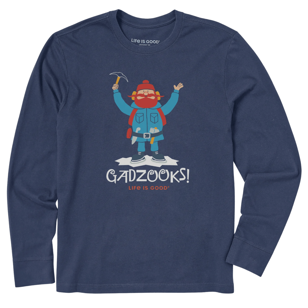 Life Is Good Men's Gadzooks Yukon Long Sleeve Crusher Tee - Darkest Blue - Lenny's Shoe & Apparel