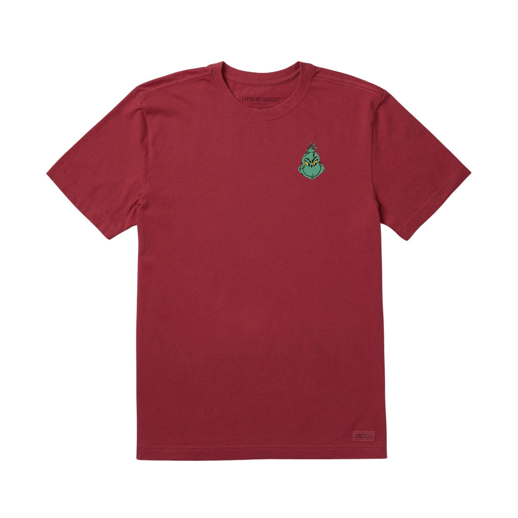 Life Is Good Men's Grinch Mini Face Short Sleeve Crusher Tee - Adirondack Red - Lenny's Shoe & Apparel