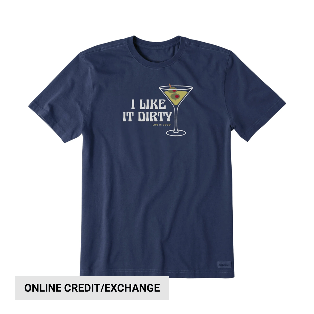 Life Is Good Men's I Like it Dirty Martini Short Sleeve Tee - Darkest Blue - Lenny's Shoe & Apparel