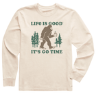 Life Is Good Men's It's Go Time Sasquatch Long Sleeve Crusher Tee - Putty White - Lenny's Shoe & Apparel