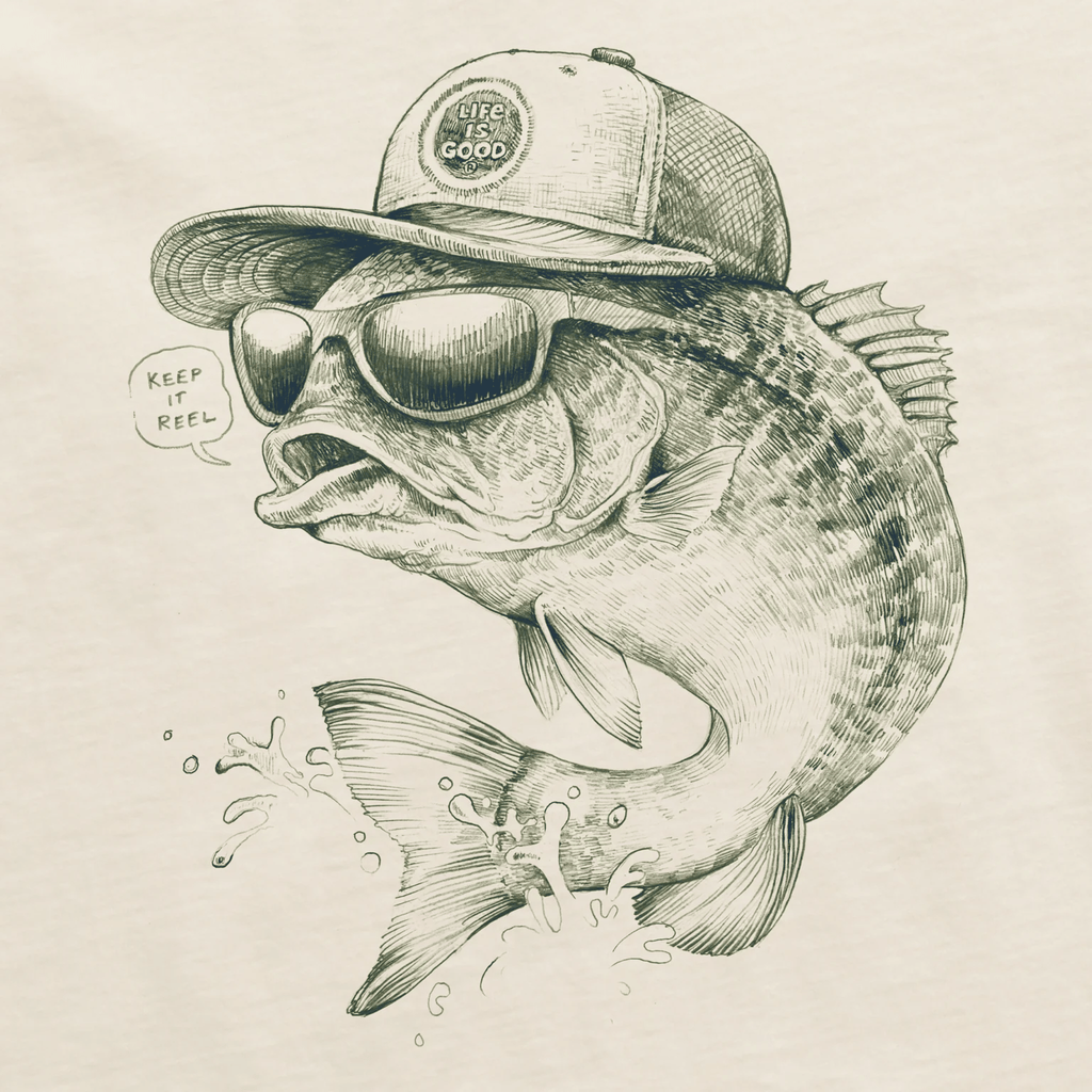 Life Is Good Men's Keep It Reel Short Sleeve Crusher Tee - Putty White - Lenny's Shoe & Apparel