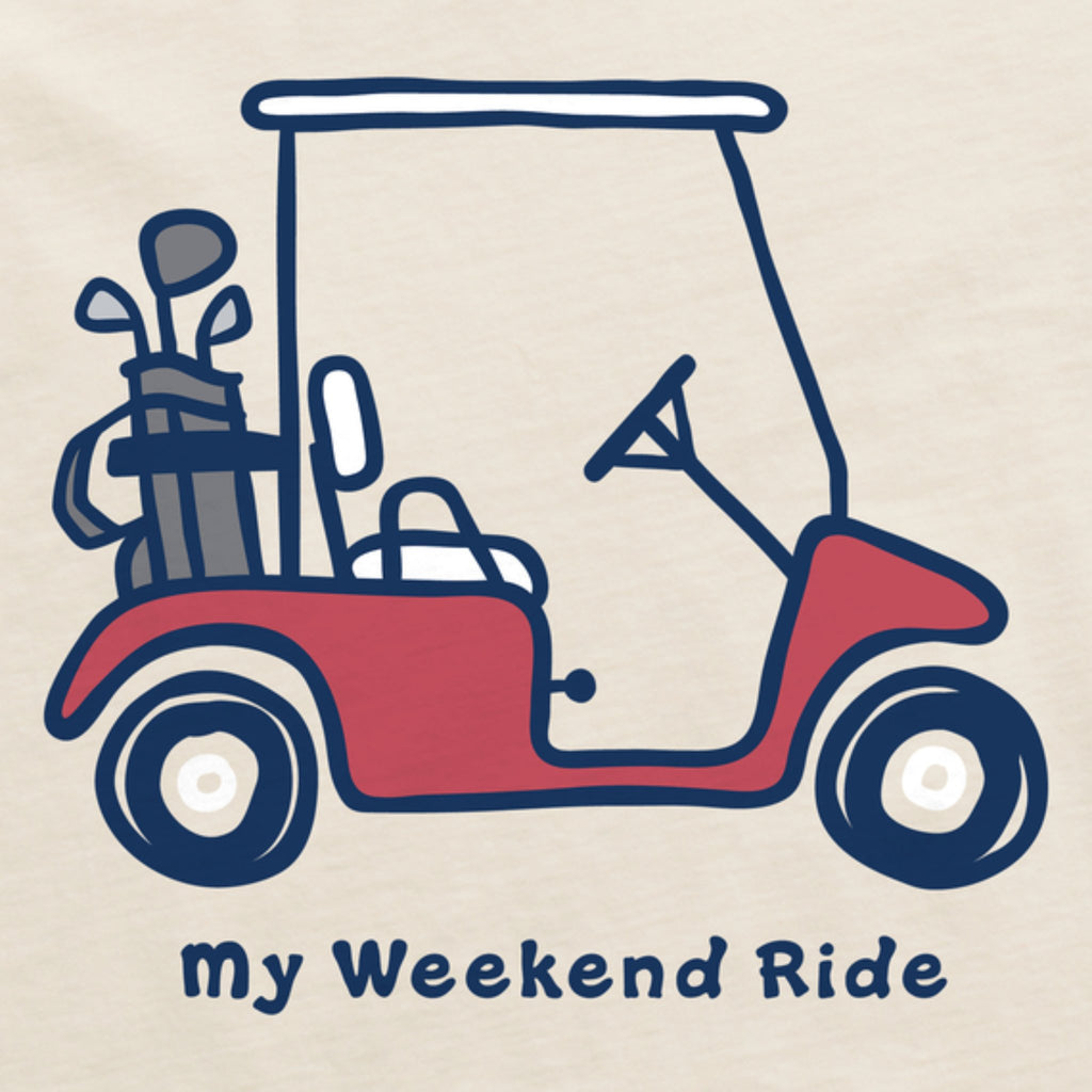 Life Is Good Men's My Weekend Ride Golf Crusher Lite Tee - Putty White FINAL SALE - Lenny's Shoe & Apparel