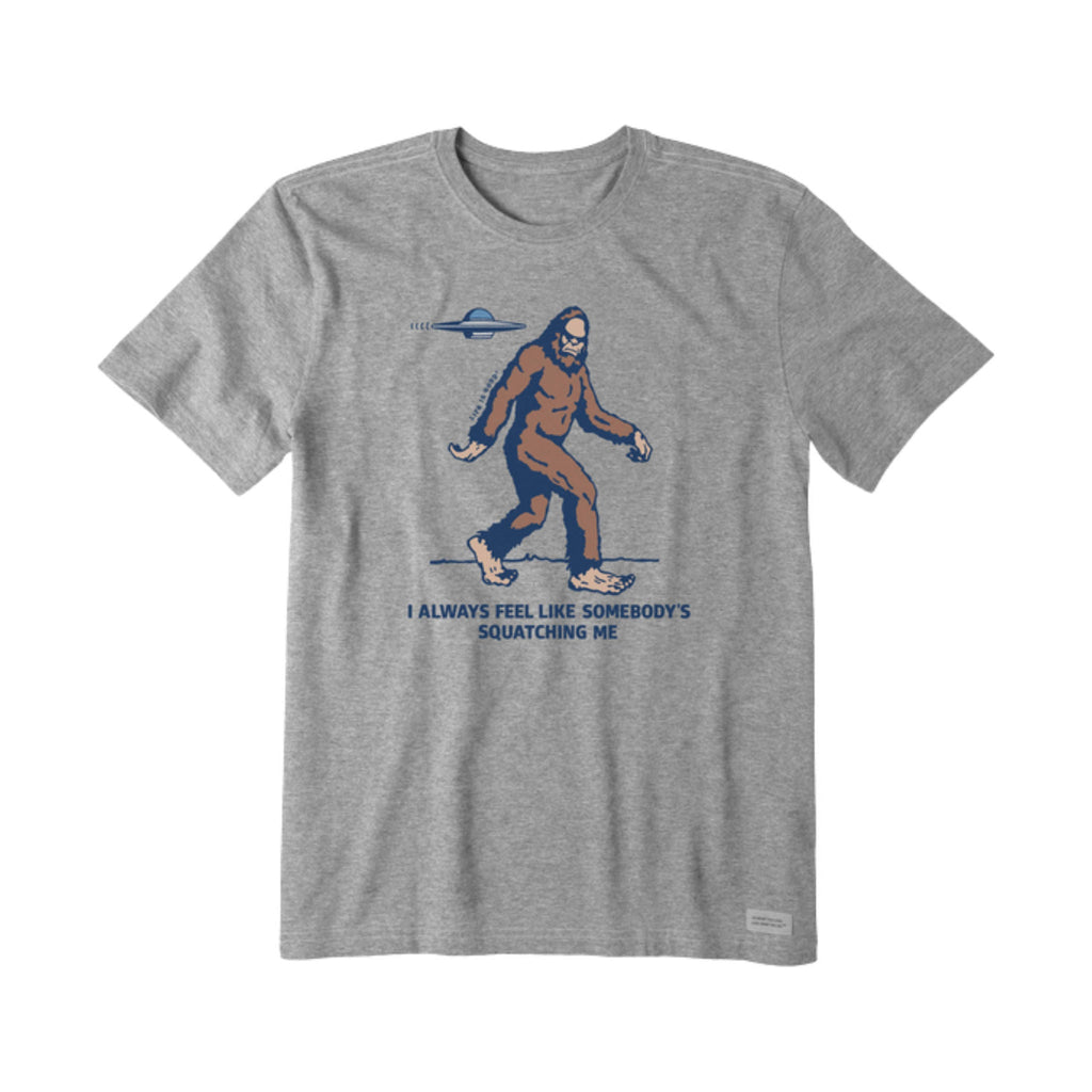 Life Is Good Men's Somebody's Squatching Me Crusher Tee - Heather Gray FINAL SALE - Lenny's Shoe & Apparel