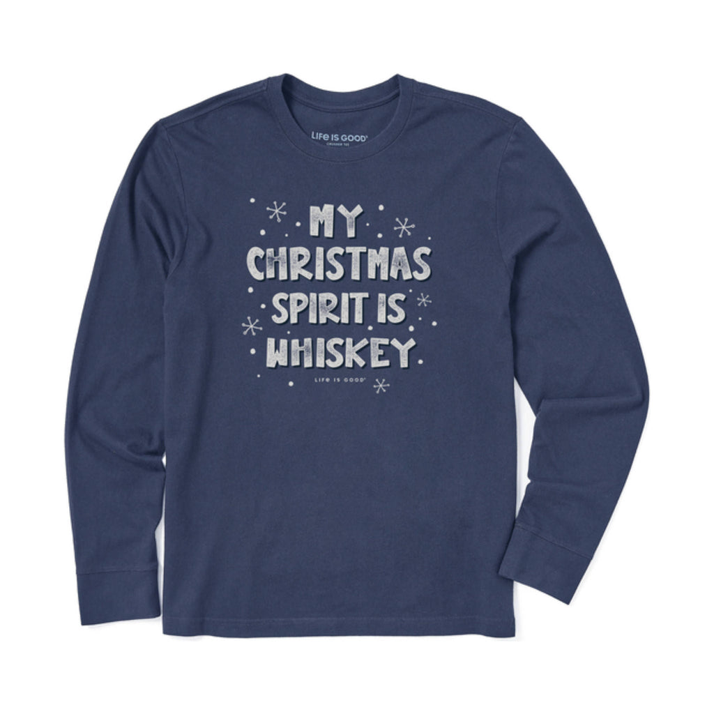 Life Is Good Men's Spirit Is Whiskey Long Sleeve Crusher Tee - Darkest Blue - ONLINE STORE CREDIT/EXCHANGE ONLY - Lenny's Shoe & Apparel